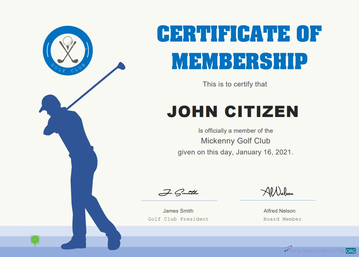 Download USA Golf Club Membership cert Photoshop template
